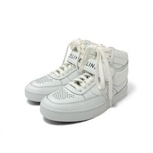 Celine Ct-03 Sneakers Shoes Leather White High Cut Logo Velcro